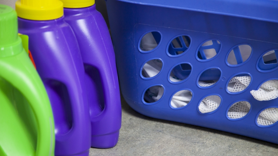 laundry basket and laundry detergent